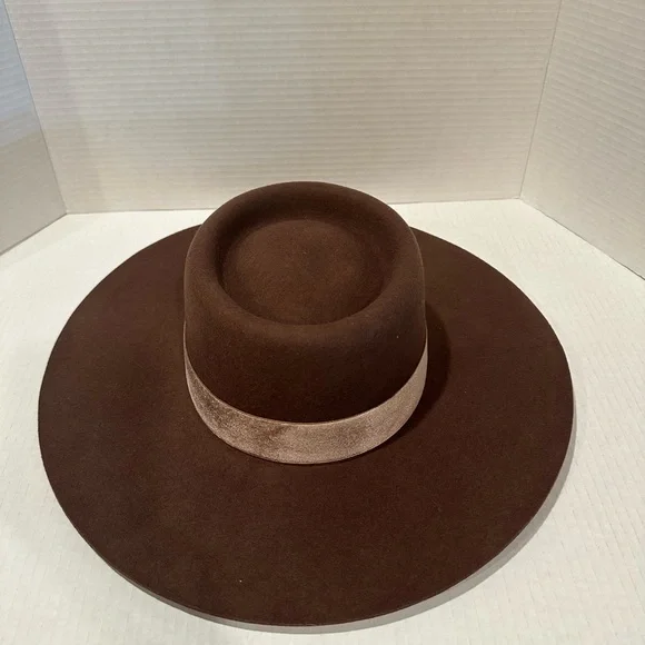 Juno Boater Brown 100% Australian Wool Hat w/Light Velour Trim by Lack of Color - Picture 2 of 9
